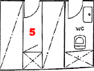 Kabine 5 mit zwei Einzelkojen, 
Dusche und Toilette.