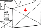 Kabine 4 mit Doppelkoje, 
Dusche und Toilette.